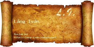 Láng Iván névjegykártya